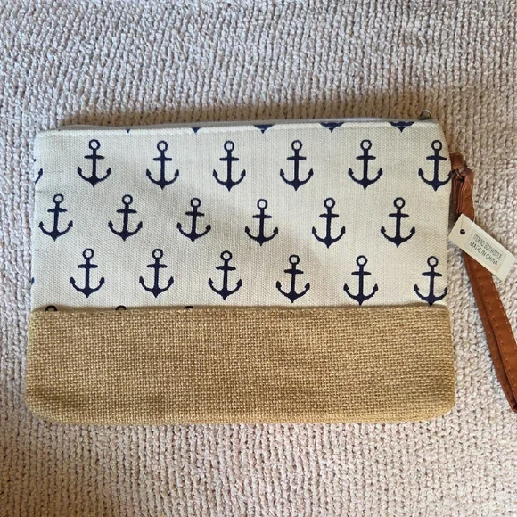 Bijorca Navy Anchor Print Clutch - Picture 4 of 6